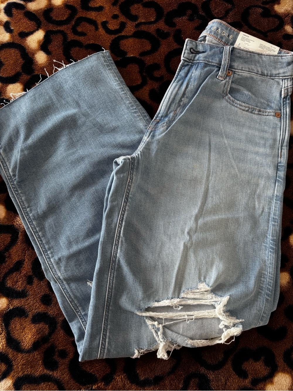 American Eagle Outfitters Light Blue Distressed Boyfriend Jeans